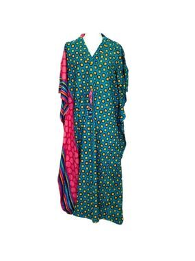 Abstract snap multi color kimono kaftan